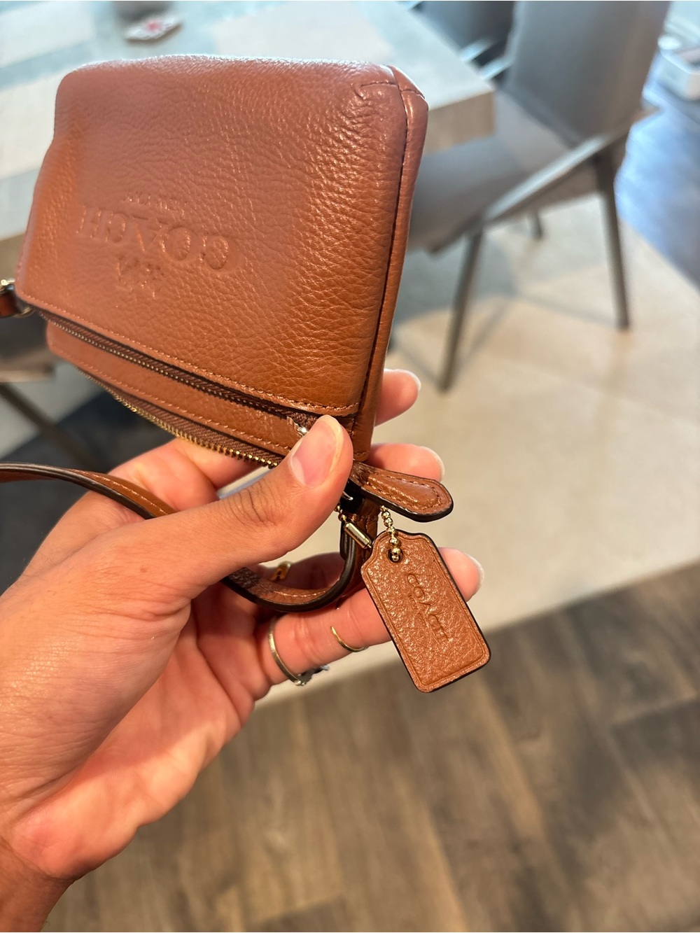 Coach Leather Wristlet Brown Leather Pebbled Wallet - Picture 5 of 5